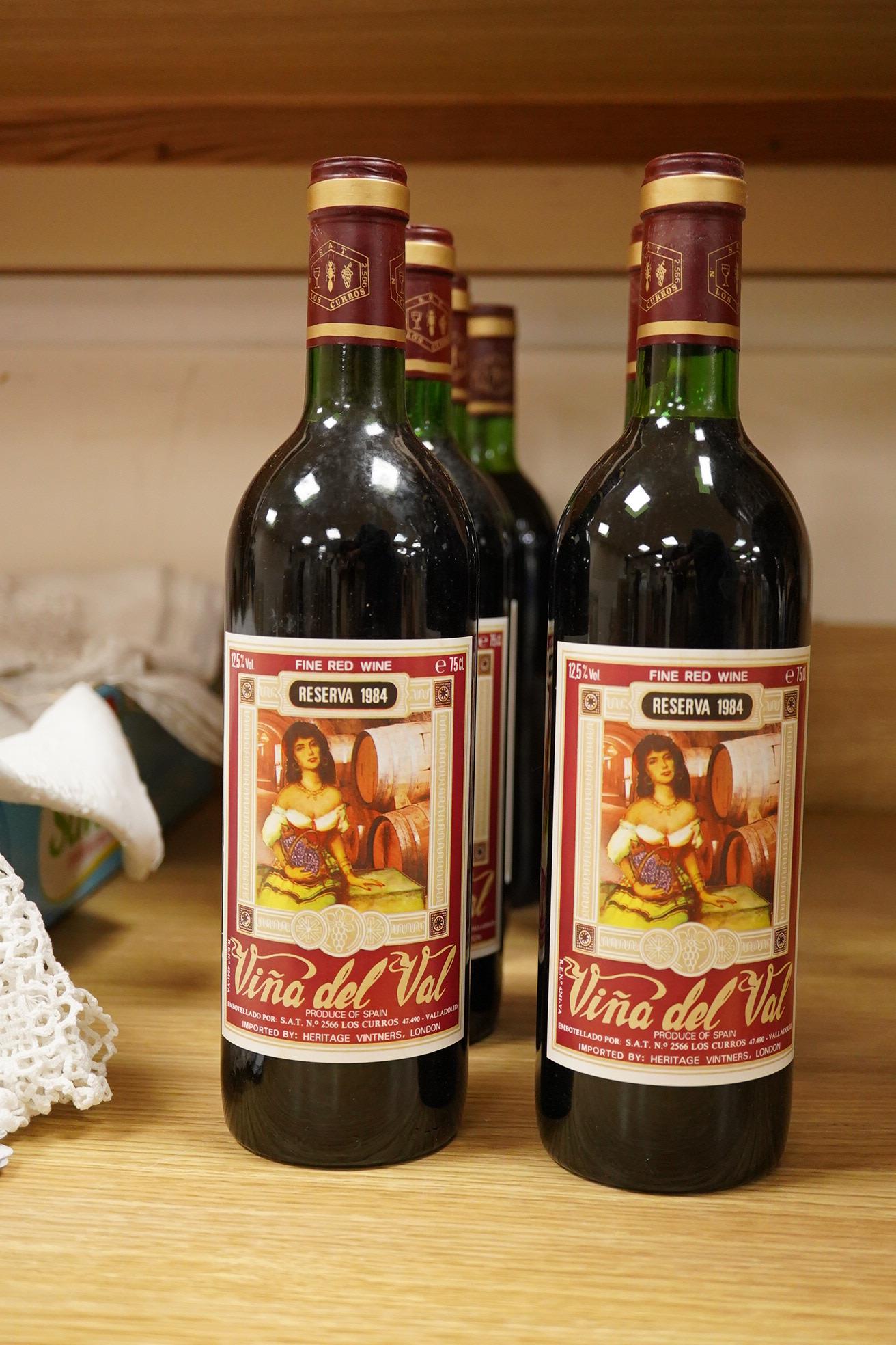 Twelve bottles of Vina del Val Reserva, 1984.